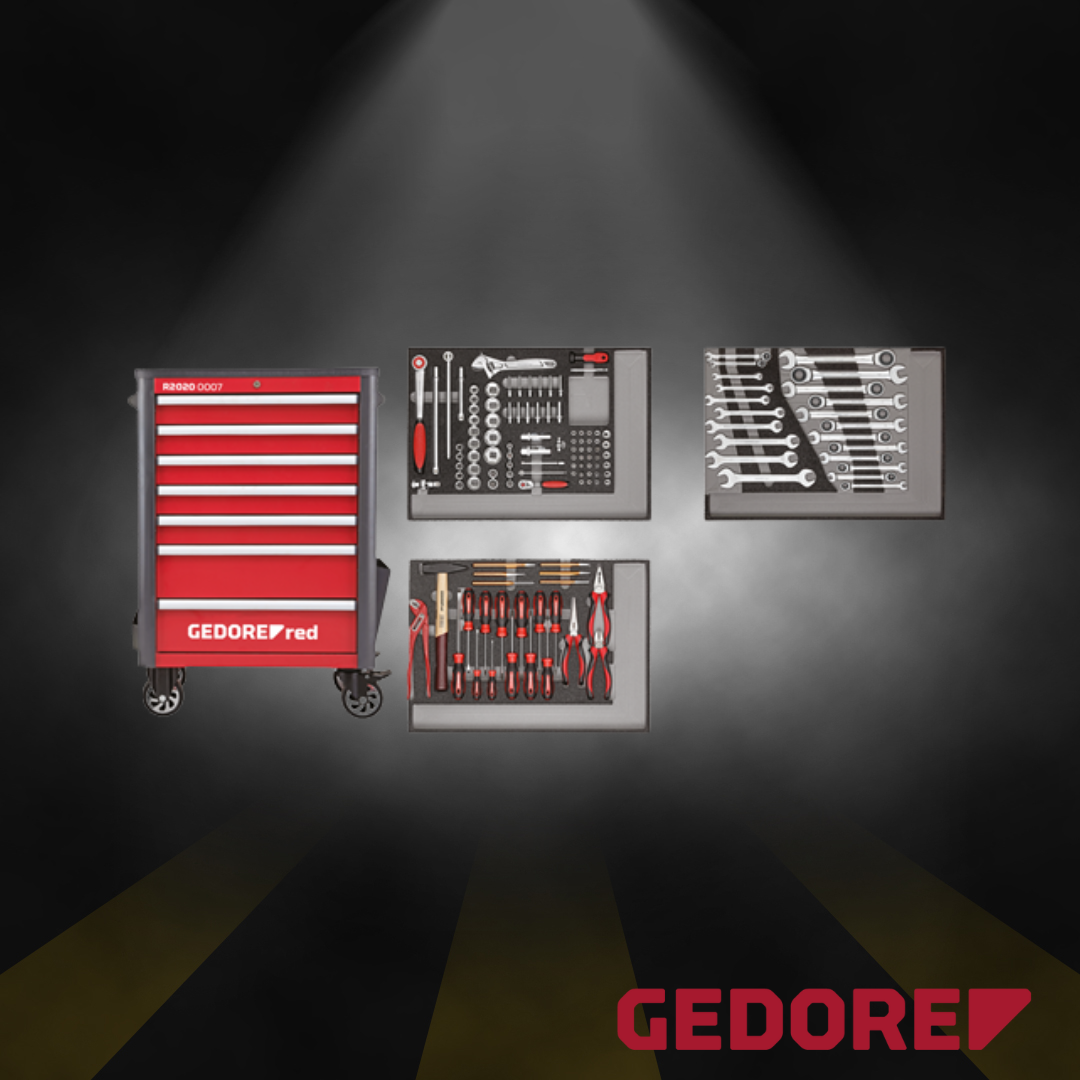 Werkzeugsatz im Werkstattwagen WINGMAN rot 129-teilig
