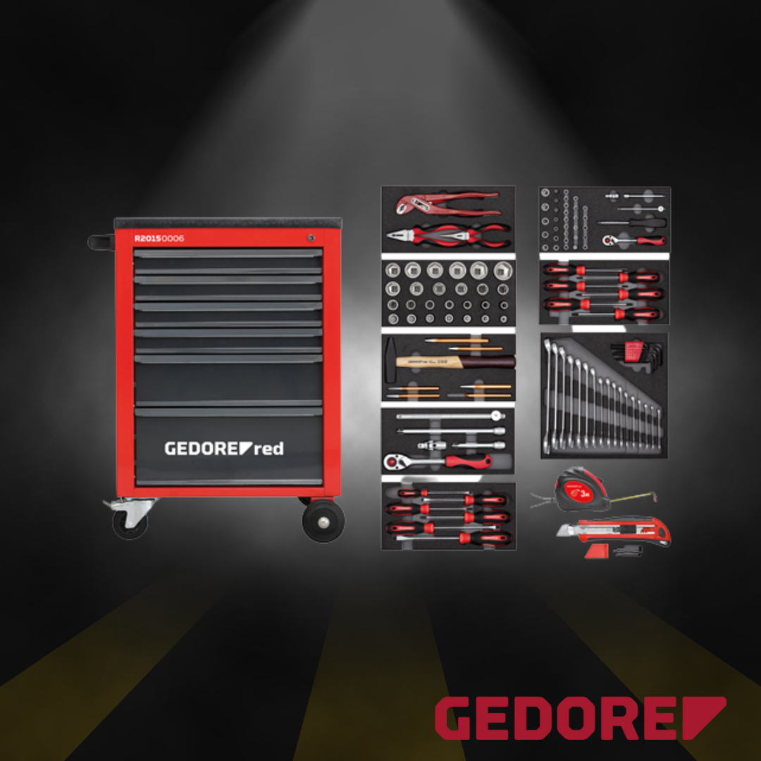 Werkzeugsatz im Werkstattwagen MECHANIC rot 119-teilig