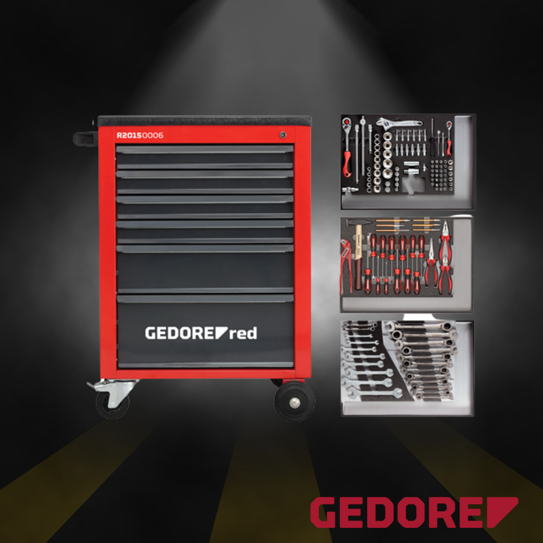 Werkzeugsatz im Werkstattwagen MECHANIC rot 129-teilig
