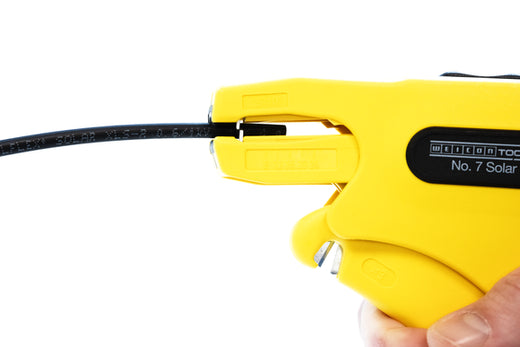 WEICON Abisolierzange No. 7 Solar | zum Entmanteln und Abisolieren gängiger Photovoltaik-Kabel wie z. B. H1Z2Z2-K, mit einem Querschnitt von 1,5 - 10 mm² I mit integriertem Seitenschneider