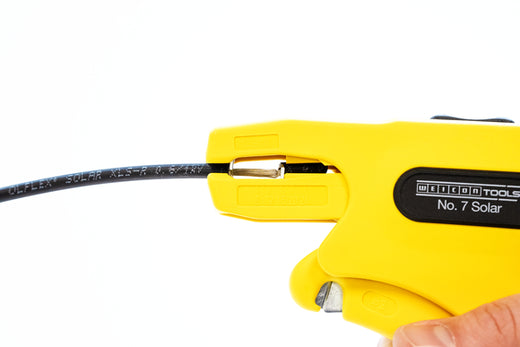 WEICON Abisolierzange No. 7 Solar | zum Entmanteln und Abisolieren gängiger Photovoltaik-Kabel wie z. B. H1Z2Z2-K, mit einem Querschnitt von 1,5 - 10 mm² I mit integriertem Seitenschneider