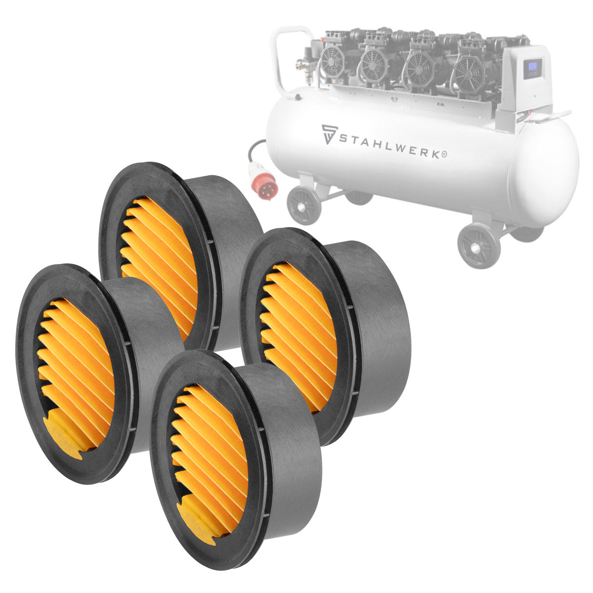 STAHLWERK Luftfilter für Druckluft-Kompressor 4er Set Zubehör Kompressoren